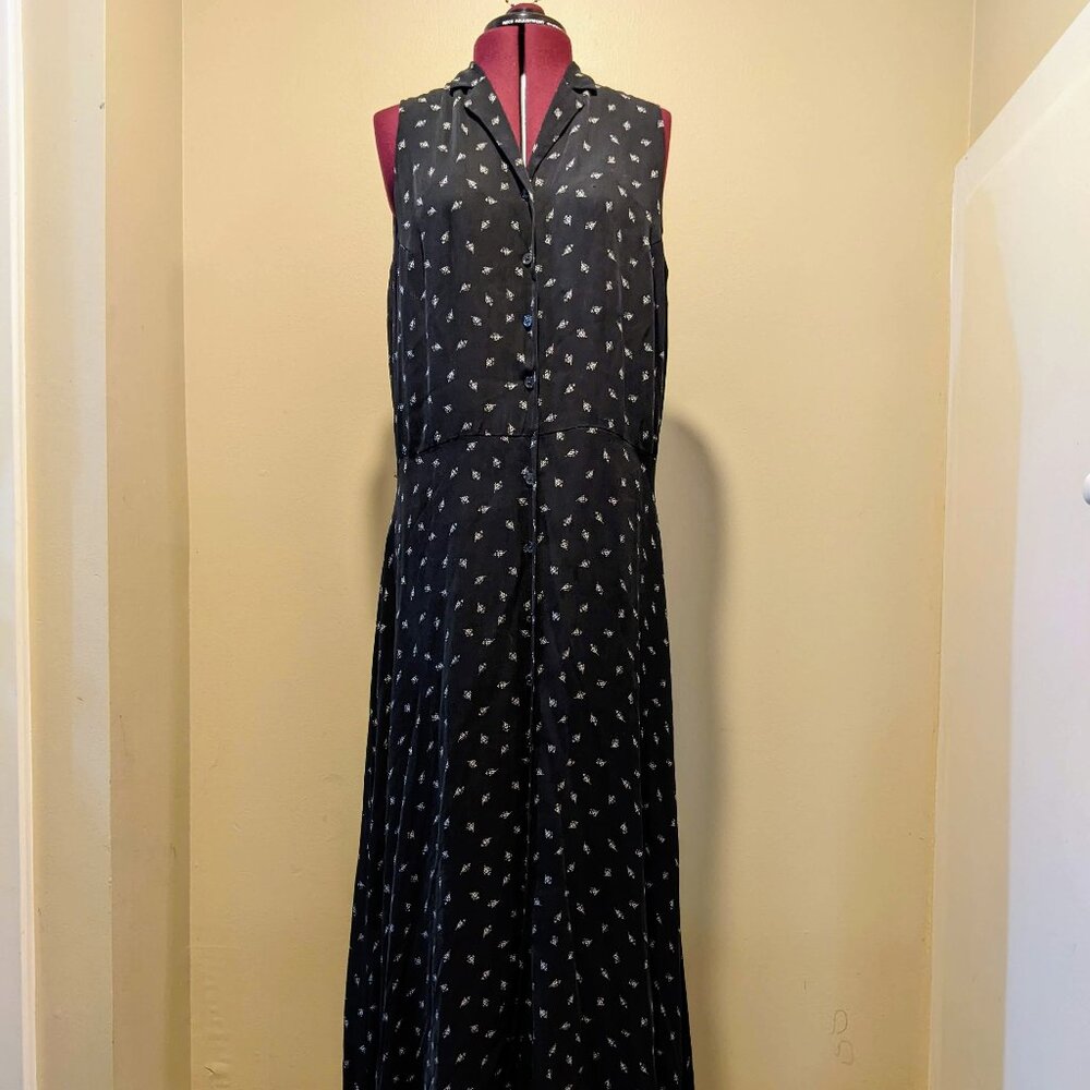 Ralph Lauren 100% Silk Floral Button-Front Maxi Dress – Size L
